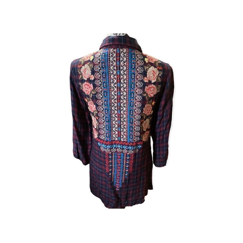Embroidery Andree Plaid Button Down Top Size: S - Picture 2 of 7